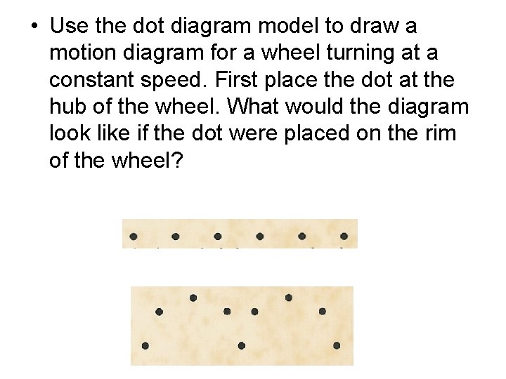  • Use the dot diagram model to draw a motion diagram for a