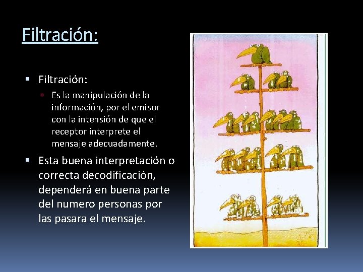 Filtración: Es la manipulación de la información, por el emisor con la intensión de