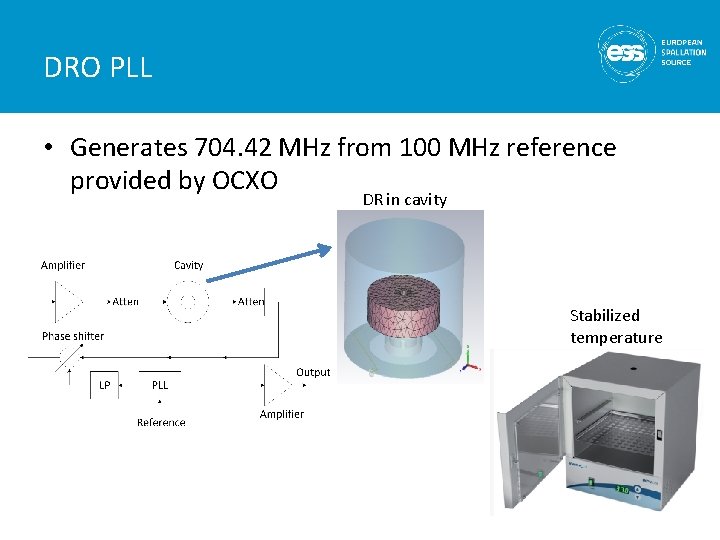 DRO PLL • Generates 704. 42 MHz from 100 MHz reference provided by OCXO