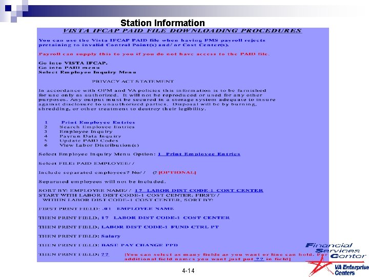 Station Information 4 -14 