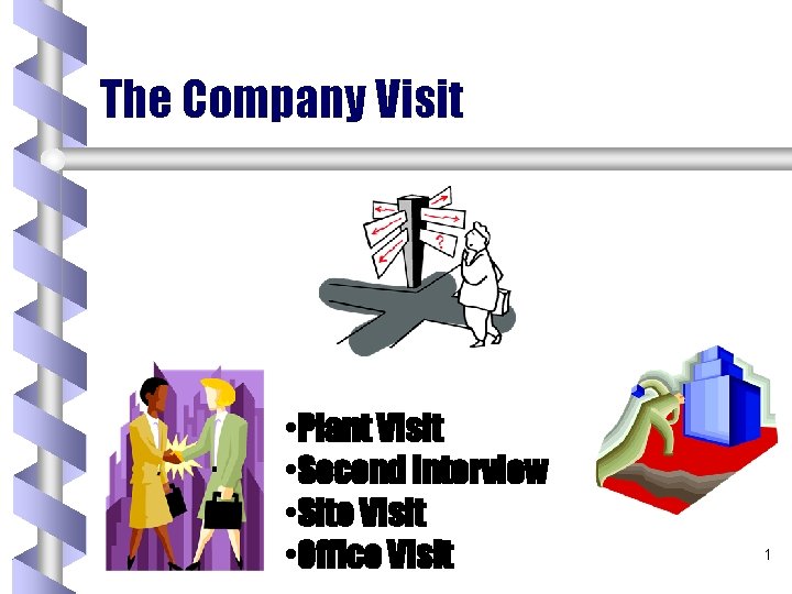 The Company Visit • Plant Visit • Second Interview • Site Visit • Office