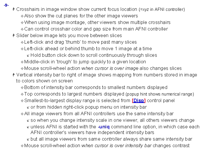 -9 H H H Crosshairs in image window show current focus location (=xyz in