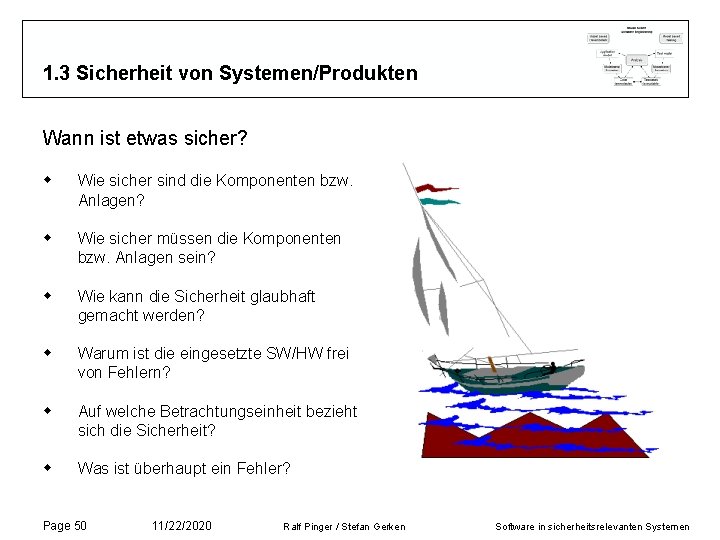 1. 3 Sicherheit von Systemen/Produkten Wann ist etwas sicher? w Wie sicher sind die 1. 3 Sicherheit von Systemen/Produkten Wann ist etwas sicher? w Wie sicher sind die