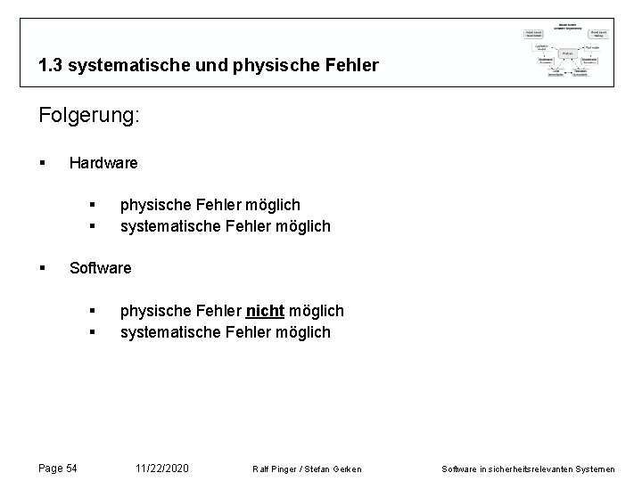 1. 3 systematische und physische Fehler Folgerung: § Hardware § § § physische Fehler 1. 3 systematische und physische Fehler Folgerung: § Hardware § § § physische Fehler