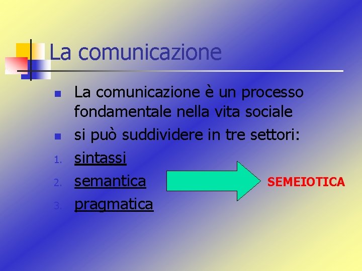 La comunicazione n n 1. 2. 3. La comunicazione è un processo fondamentale nella