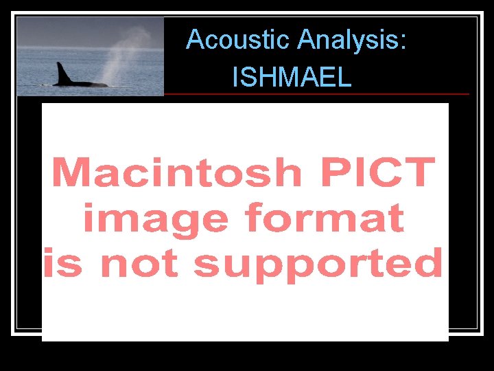 Acoustic Analysis: ISHMAEL Acoustic Analysis: ISHMAEL