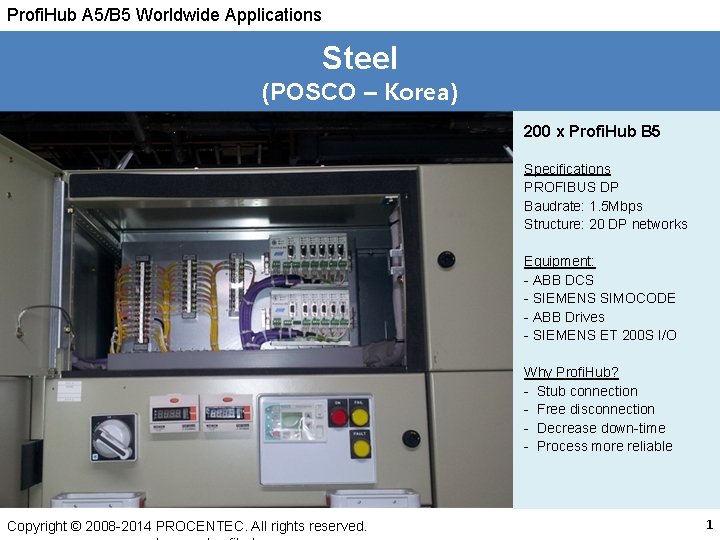 Profi. Hub A 5/B 5 Worldwide Applications Steel (POSCO – Korea) 200 x Profi.