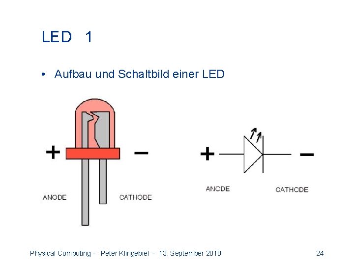 LED 1 • Aufbau und Schaltbild einer LED Physical Computing - Peter Klingebiel -
