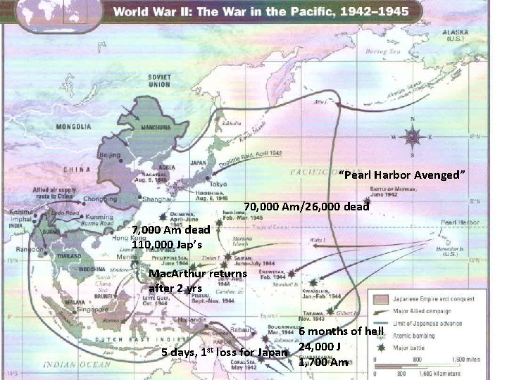 “Pearl Harbor Avenged” 70, 000 Am/26, 000 dead 7, 000 Am dead 110, 000