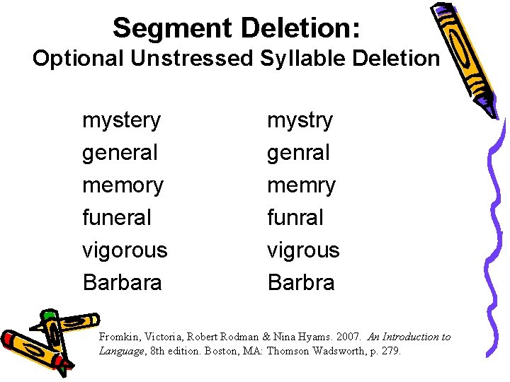 Segment Deletion: Optional Unstressed Syllable Deletion mystery general memory funeral vigorous Barbara mystry genral