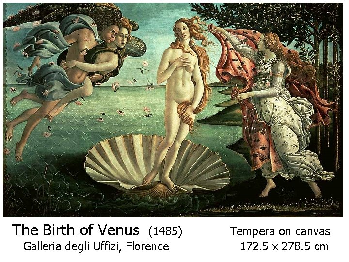 The Birth of Venus (1485) Galleria degli Uffizi, Florence Tempera on canvas 172. 5