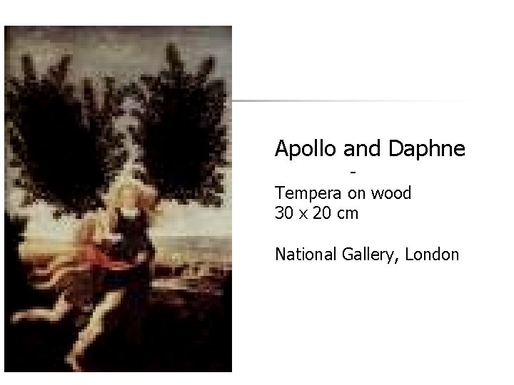 Apollo and Daphne Tempera on wood 30 x 20 cm National Gallery, London 