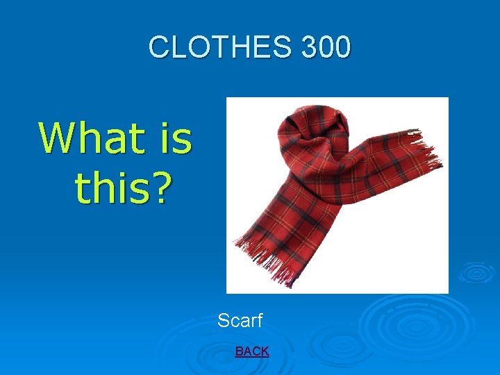 CLOTHES 300 What is this? Scarf BACK 