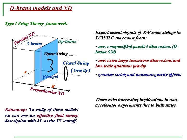 D-brane models and XD Type I Sring Theory framework XD lel l a r