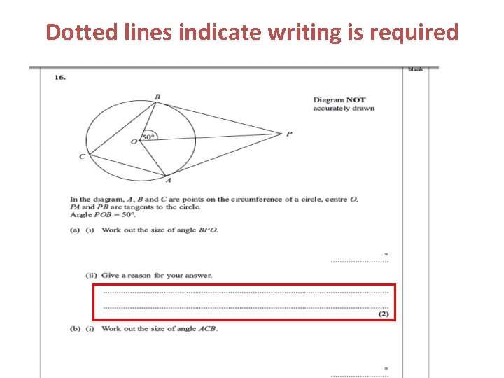 Dotted lines indicate writing is required 