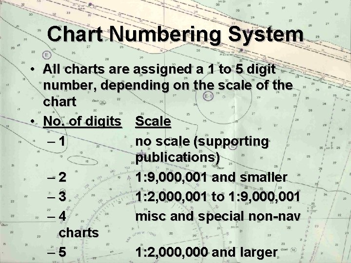 Chart Numbering System • All charts are assigned a 1 to 5 digit number,