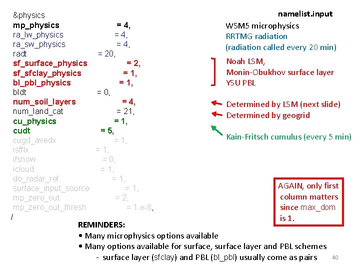 &physics mp_physics = 4, ra_lw_physics = 4, ra_sw_physics = 4, radt = 20, sf_surface_physics