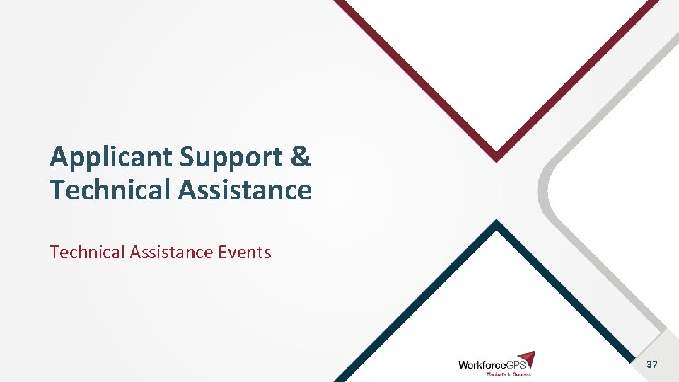 Applicant Support & Technical Assistance Events 37 