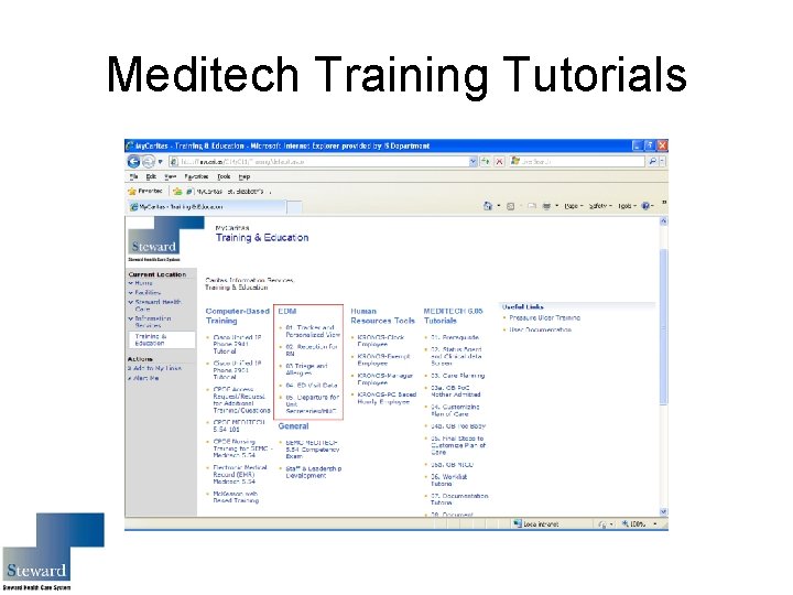 Meditech Training Tutorials 