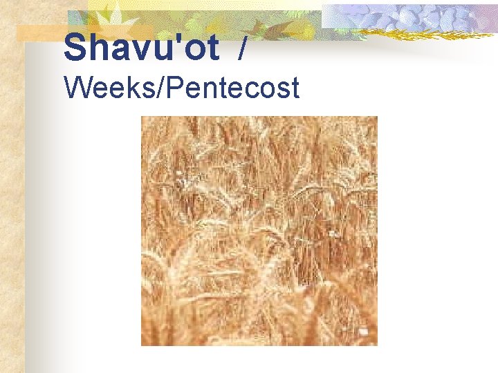 Shavu'ot / Weeks/Pentecost 