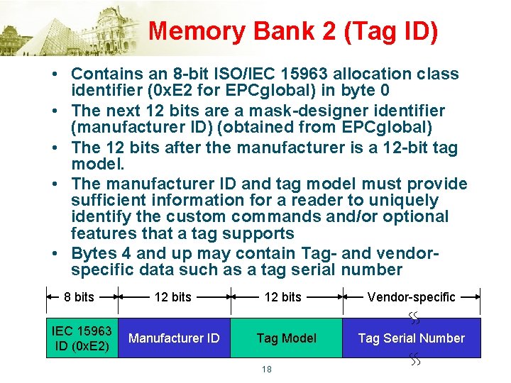 Memory Bank 2 (Tag ID) • Contains an 8 -bit ISO/IEC 15963 allocation class