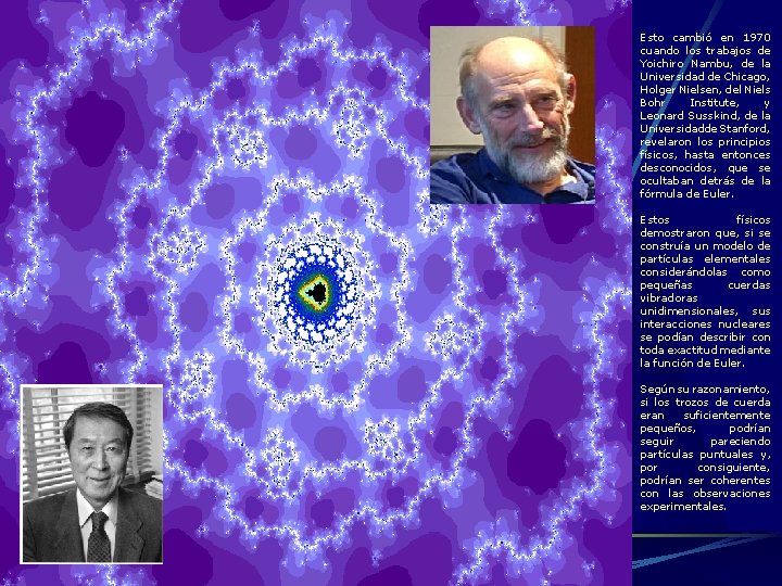 Esto cambió en 1970 cuando los trabajos de Yoichiro Nambu, de la Universidad de