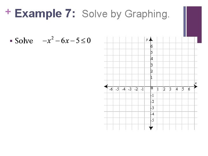 + Example 7: Solve by Graphing. § Solve 