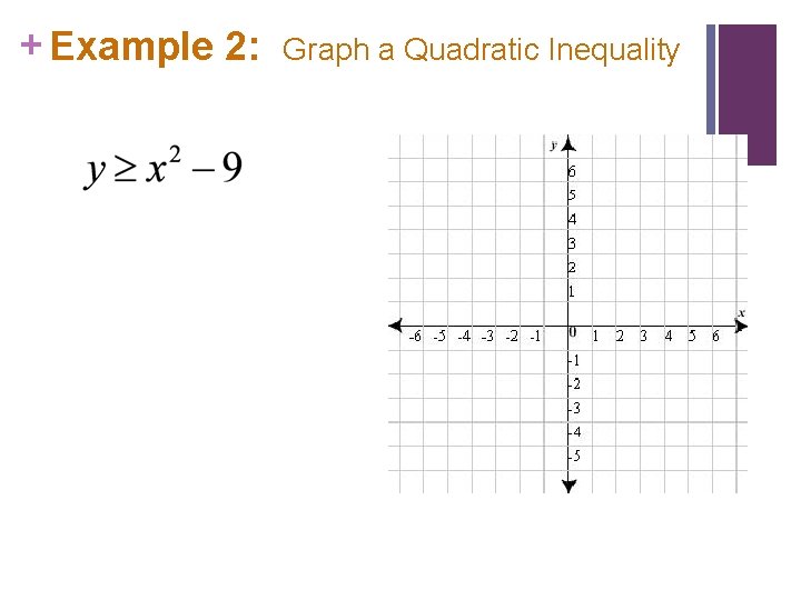 + Example 2: Graph a Quadratic Inequality 