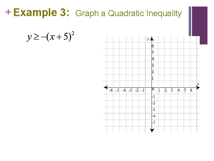 + Example 3: Graph a Quadratic Inequality 