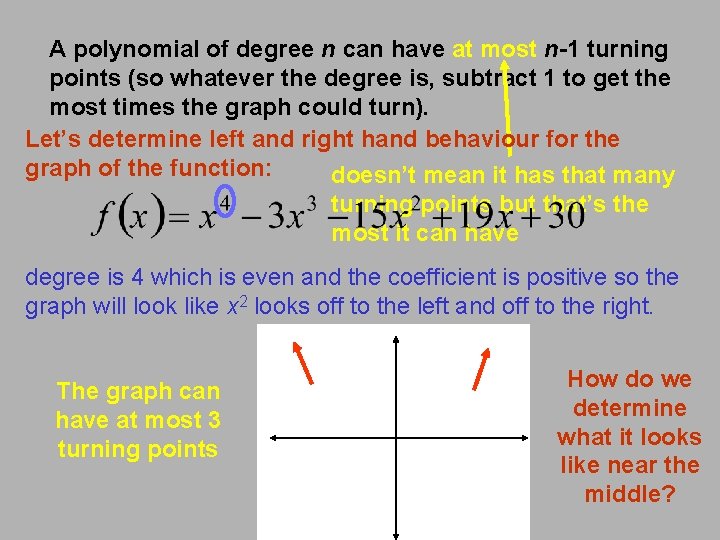 A polynomial of degree n can have at most n-1 turning points (so whatever