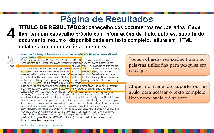 Página de Resultados 4 TÍTULO DE RESULTADOS: cabeçalho dos documentos recuperados. Cada item um