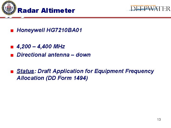 Radar Altimeter ■ Honeywell HG 7210 BA 01 ■ 4, 200 – 4, 400