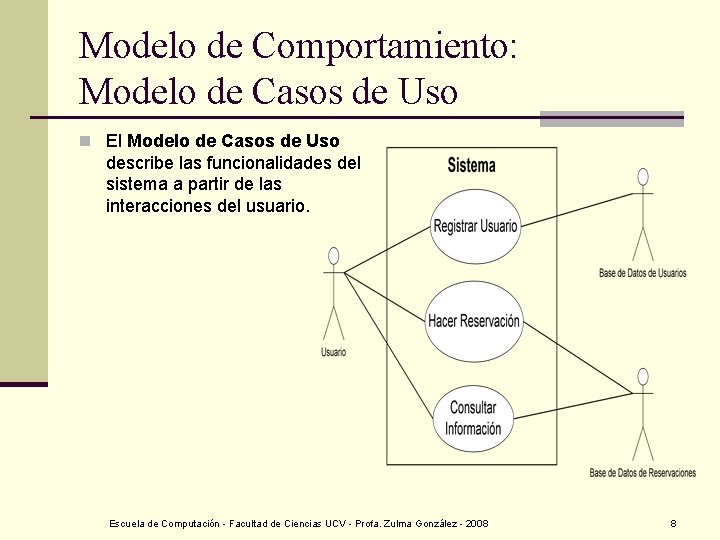 Modelo de Comportamiento: Modelo de Casos de Uso n El Modelo de Casos de