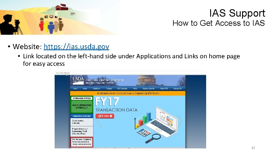 IAS Support How to Get Access to IAS • Website: https: //ias. usda. gov