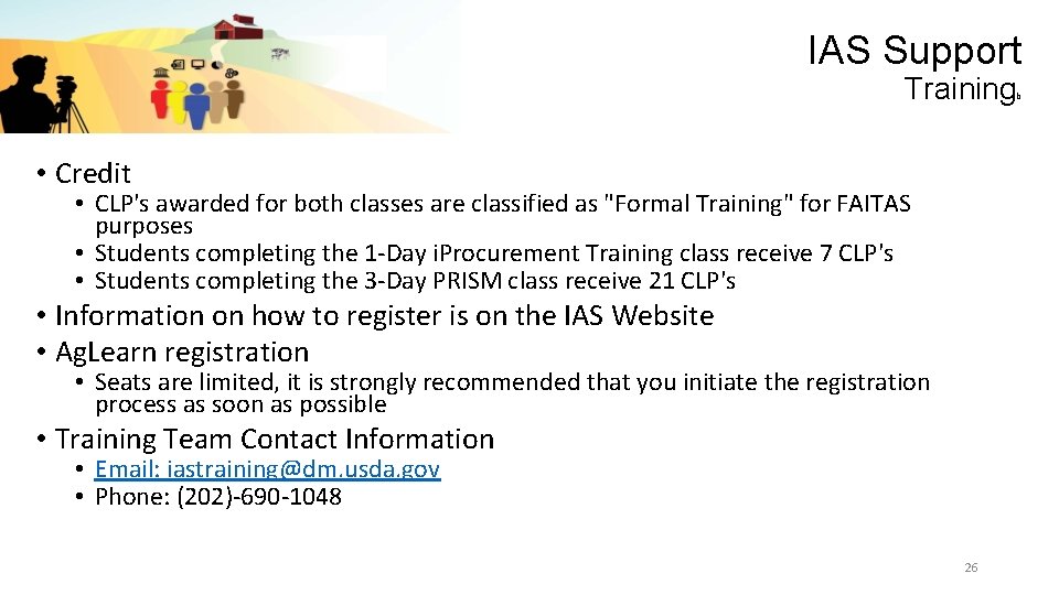 IAS Support Training • Credit • CLP's awarded for both classes are classified as