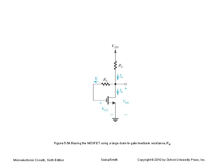 Figure 5. 54 Biasing the MOSFET using a large drain-to-gate feedback resistance, RG. Microelectronic