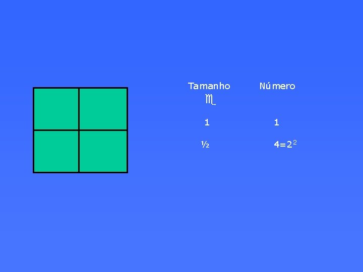 Tamanho Número e 1 ½ 1 4=22 