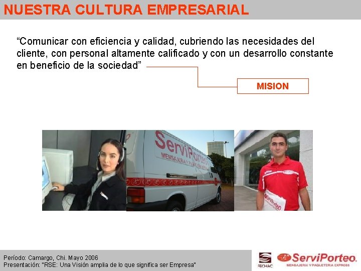 NUESTRA CULTURA EMPRESARIAL “Comunicar con eficiencia y calidad, cubriendo las necesidades del cliente, con