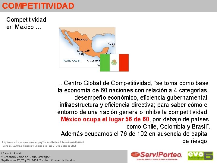 COMPETITIVIDAD Competitividad en México … … Centro Global de Competitividad, “se toma como base