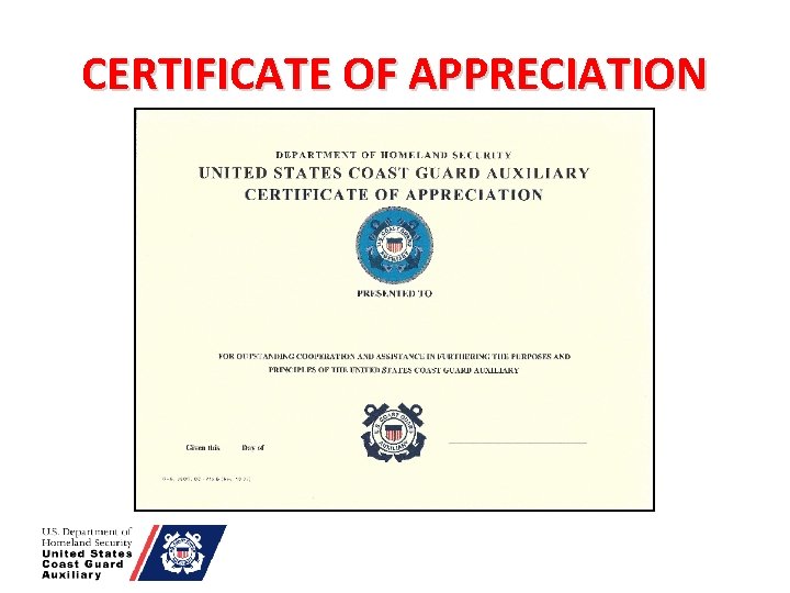 CERTIFICATE OF APPRECIATION 