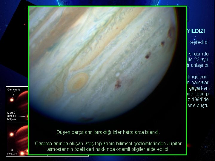 Kuyruklu Yıldızlar SHOEMAKER-LEVY 9 KUYRUKLU YILDIZI İki amatör astronom tarafından 24 Mart 1993’de keşfedildi Kuyruklu Yıldızlar SHOEMAKER-LEVY 9 KUYRUKLU YILDIZI İki amatör astronom tarafından 24 Mart 1993’de keşfedildi