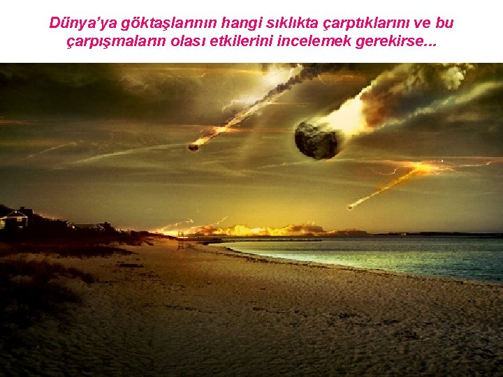 Dünya’ya göktaşlarının hangi sıklıkta çarptıklarını ve bu çarpışmaların olası etkilerini incelemek gerekirse. . . Dünya’ya göktaşlarının hangi sıklıkta çarptıklarını ve bu çarpışmaların olası etkilerini incelemek gerekirse. . .