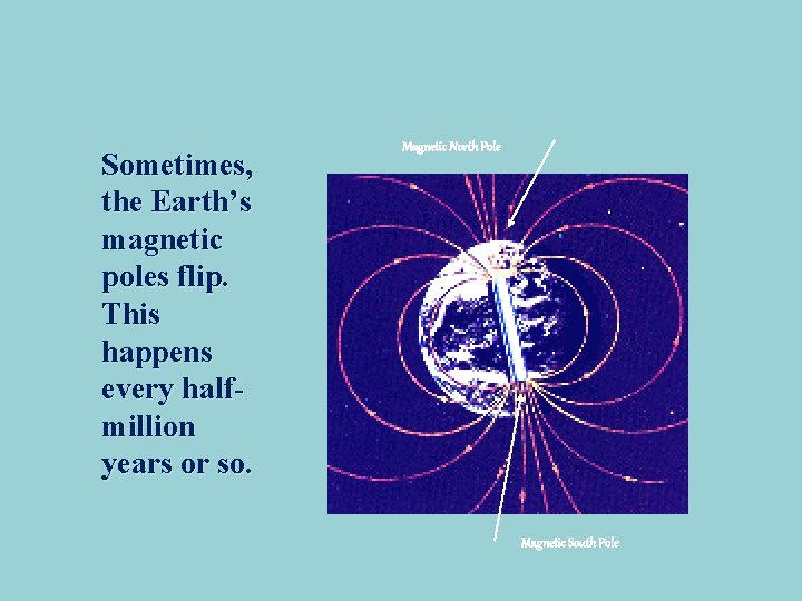 Sometimes, the Earth’s magnetic poles flip. This happens every halfmillion years or so. Magnetic