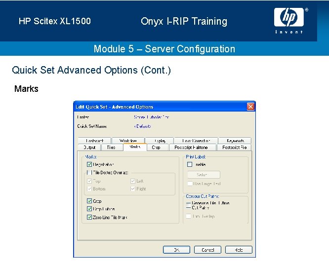HP Scitex XL 1500 Onyx I-RIP Training Module 5 – Server Configuration Quick Set