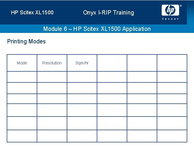 HP Scitex XL 1500 Onyx I-RIP Training Module 6 – HP Scitex XL 1500