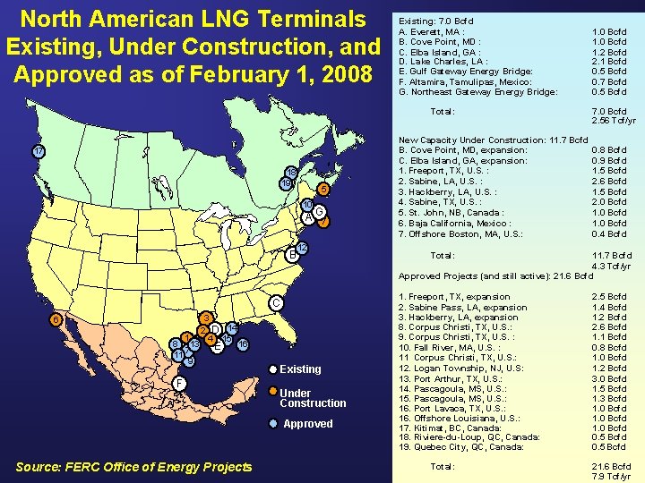 North American LNG Terminals Existing, Under Construction, and Approved as of February 1, 2008