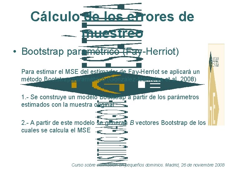 Cálculo de los errores de muestreo • Bootstrap paramétrico (Fay-Herriot) Para estimar el MSE