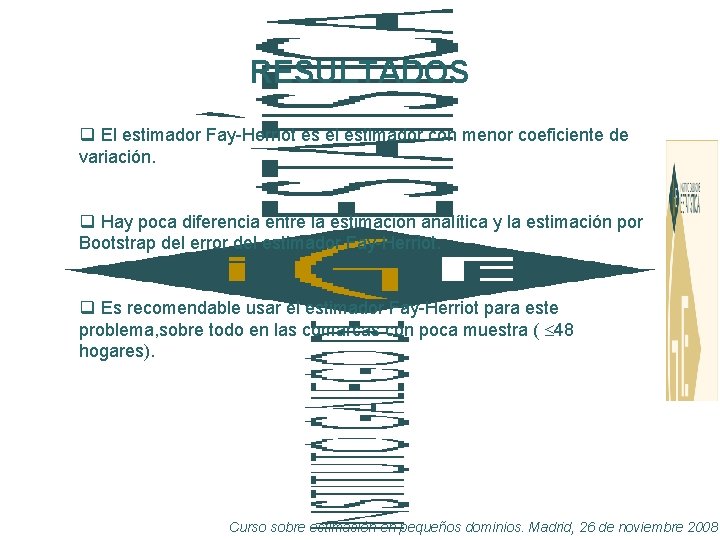 RESULTADOS q El estimador Fay-Herriot es el estimador con menor coeficiente de variación. q