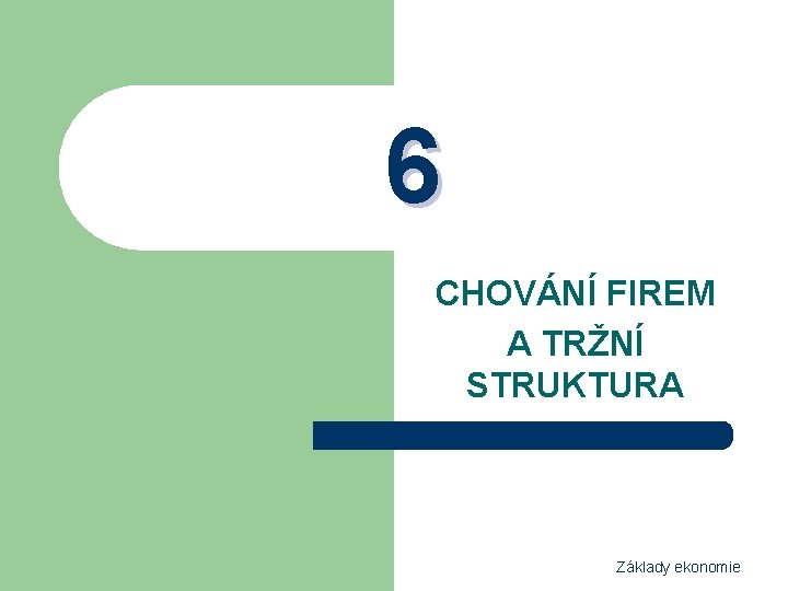 6 CHOVÁNÍ FIREM A TRŽNÍ STRUKTURA Základy ekonomie 