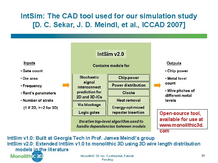 Int. Sim: The CAD tool used for our simulation study [D. C. Sekar, J. Int. Sim: The CAD tool used for our simulation study [D. C. Sekar, J.